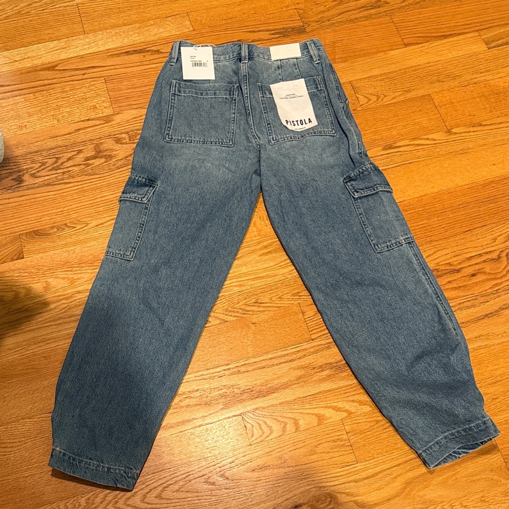 Pistola Josephine High Rise Tapered Cargo Jeans in Light Blue - Picture 5 of 5